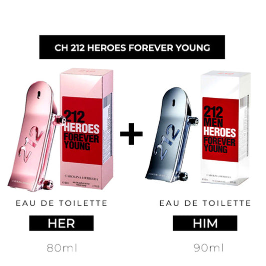 CH 212 Heroes Forever Young 80ml EDP Women + 90ml EDT Men by Carolina Herrera