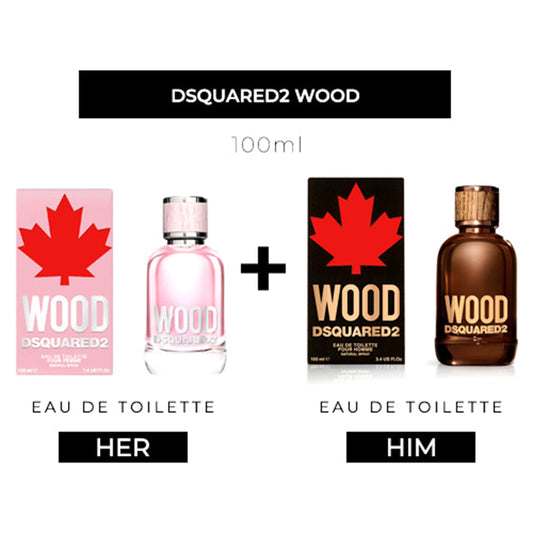 Wood Pour Femme 100ml EDT Women + Pour Homme 100ml EDT Men by Dsquared2