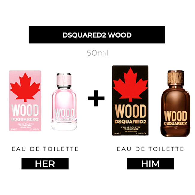 Wood Pour Femme 50ml EDT Women + Pour Homme 50ml EDT Men by Dsquared2