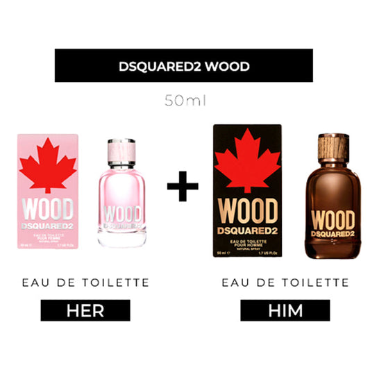 Wood Pour Femme 50ml EDT Women + Pour Homme 50ml EDT Men by Dsquared2