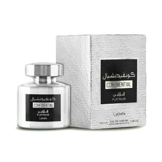 Lattafa Confidential Platinum 100ml EDP Spray for Unisex by Lattafa