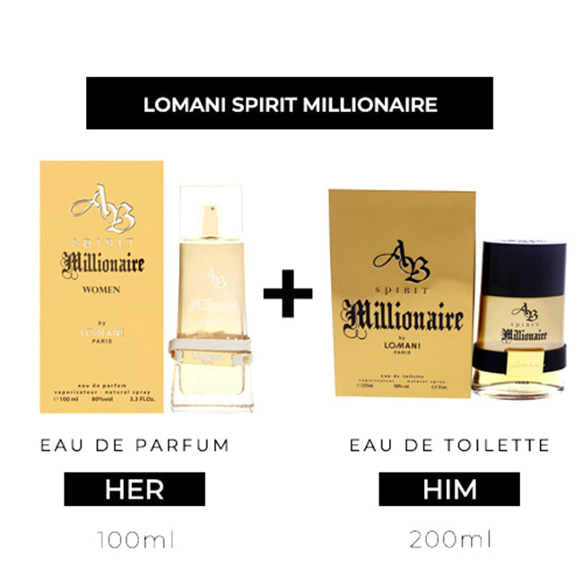 Spirit Millionaire 100ml EDP Women + 200ml EDT Men by Lomani