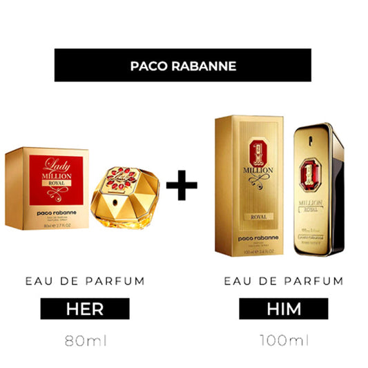 Lady Million Royal 80ml EDP Women + One Million Royal 100ml EDP Men by Paco Rabanne