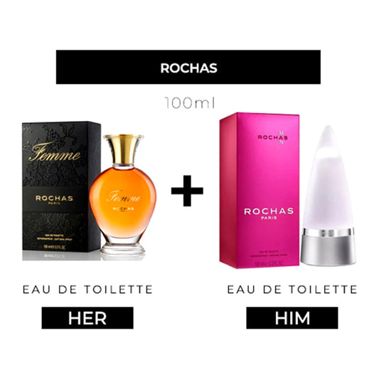 Rochas Femme 100ml EDT Women + Rochas Man 100ml EDT Men by Rochas