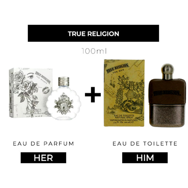 True Religion 100ml EDP Women + 100ml EDT Men by True Religion