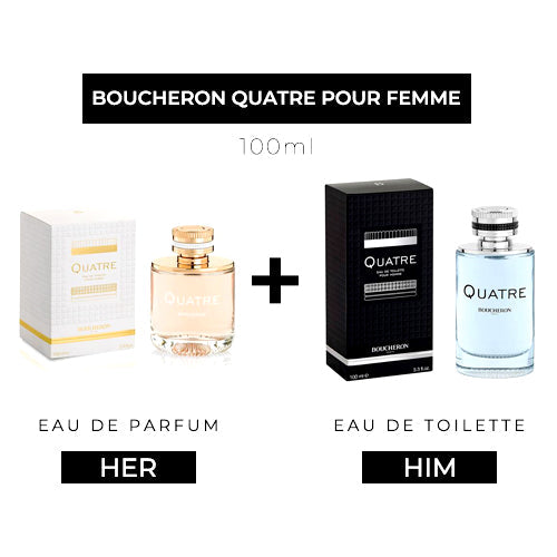 Quatre Pour Femme 100ml EDP + Pour Homme 100ml EDT by Boucheron