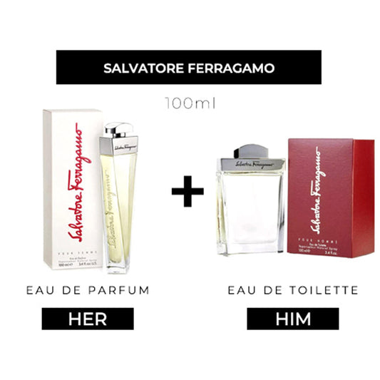 Salvatore Ferragamo Pour Femme 100ml EDP Women + Pour Homme 100ml EDT Men by Salvatore Ferragamo