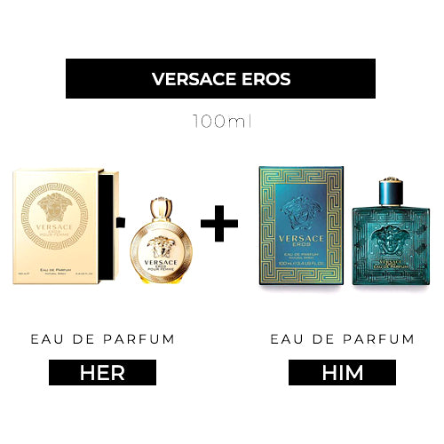 Eros 100ml EDP Women + 100ml EDP Men by Versace