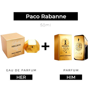 Lady Million 50ml EDP Women + One Million Parfum 50ml Men by Paco Rabanne