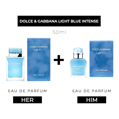 Light Blue Intense 50ml EDP Women + Pour Homme 50ml EDP Men by Dolce & Gabbana