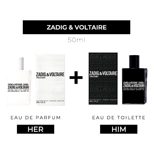 This Is Her 50ml EDP Women + This Is Him 50ml EDT Men by Zadig & Voltaire