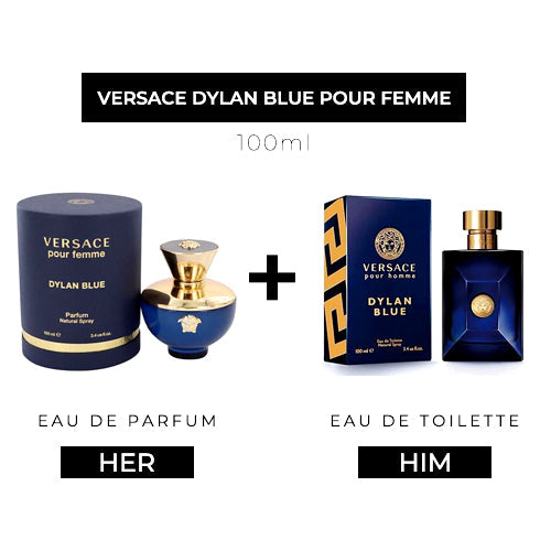Dylan Blue Pour Femme 100ml EDP Women + Pour Homme 100ml EDT Men by Versace